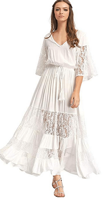 long white summer dress with sleeves