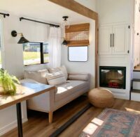 Coastal Farmhouse Tiny Home (Budget series #8) Living Room