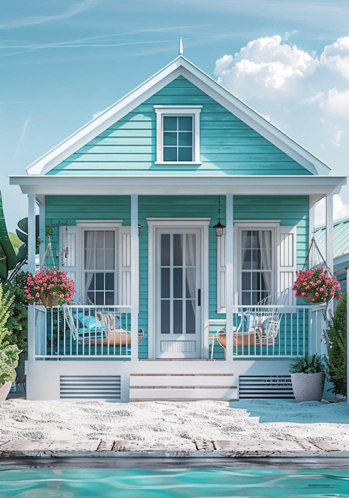 Beach House Elevations - Beach blue exterior