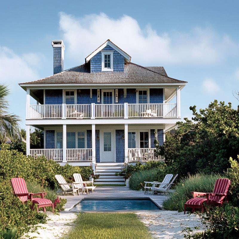Beach House Elevations - Blue exterior
